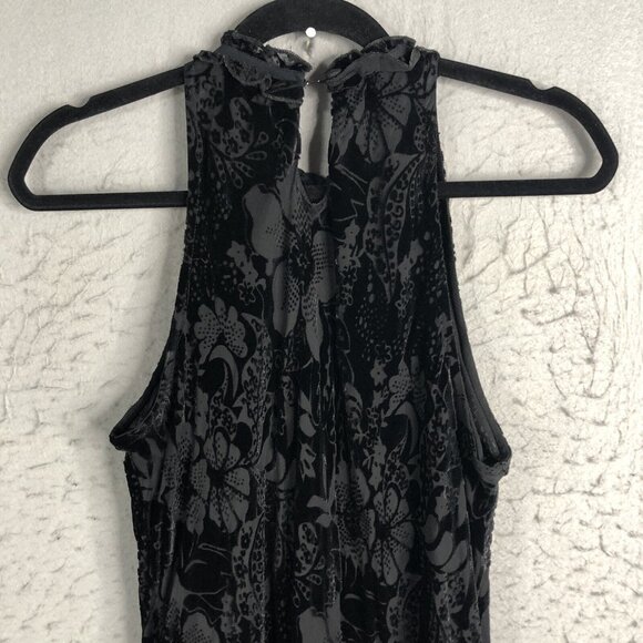 Vintage Lily Dress Womens Large Black Velvet Burnout Whimsigoth Halter Fairy - Picture 10 of 16